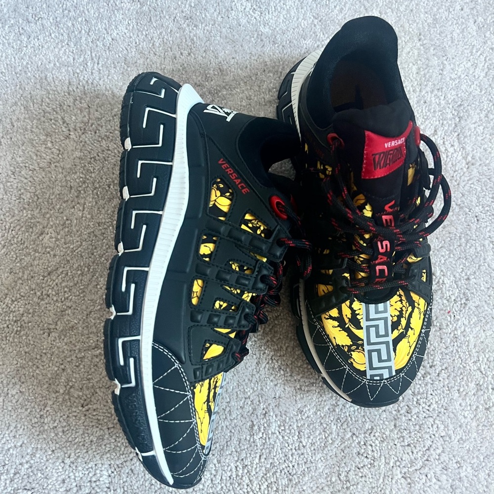 Versace Black and Yellow Patterned Sneakers